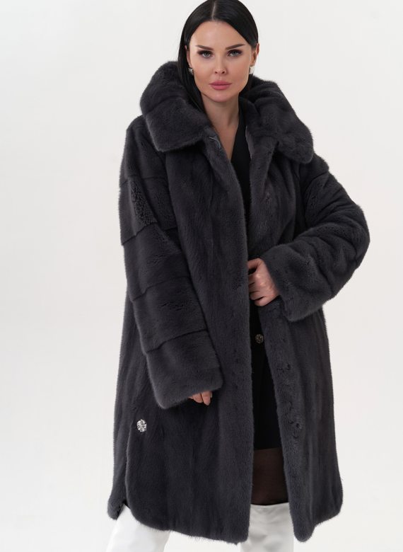 Шуба из норки в цвете графит