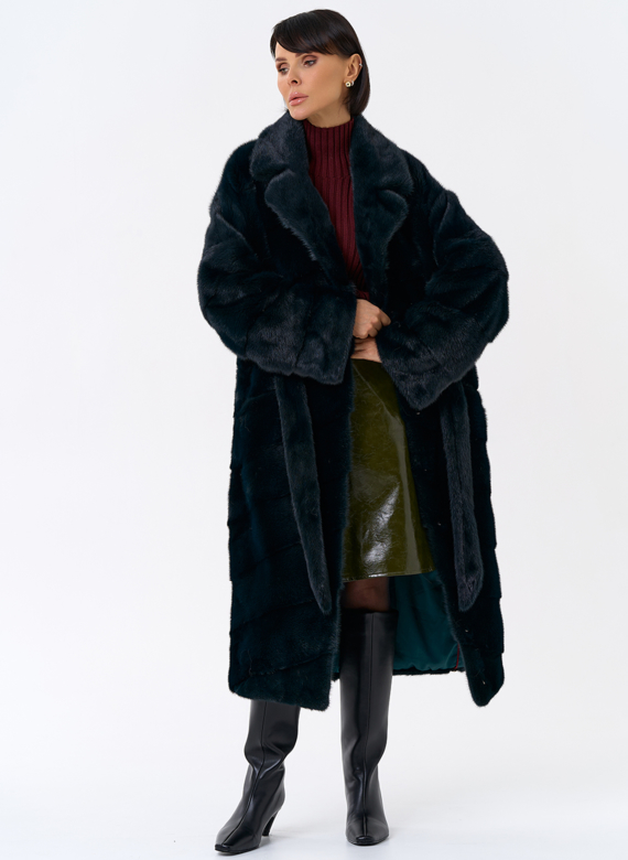 Зеленая шуба из норки