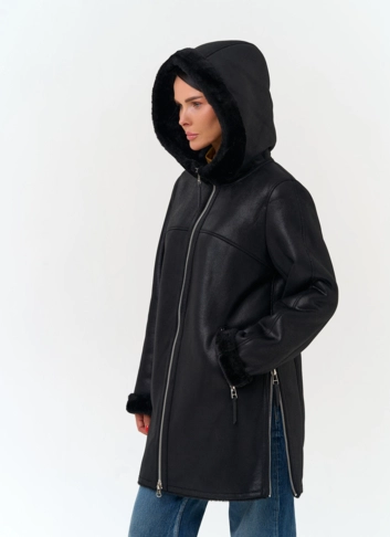 Женская дубленка из эко замши