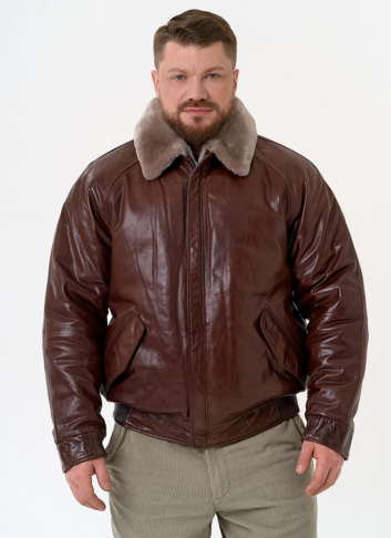 Куртка из натуральной кожи коричневого цвета