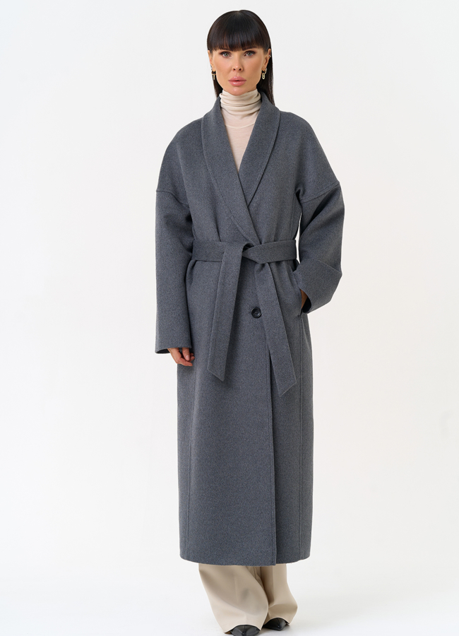 Женское пальто с воротником шаль модель № 31689 в кредит