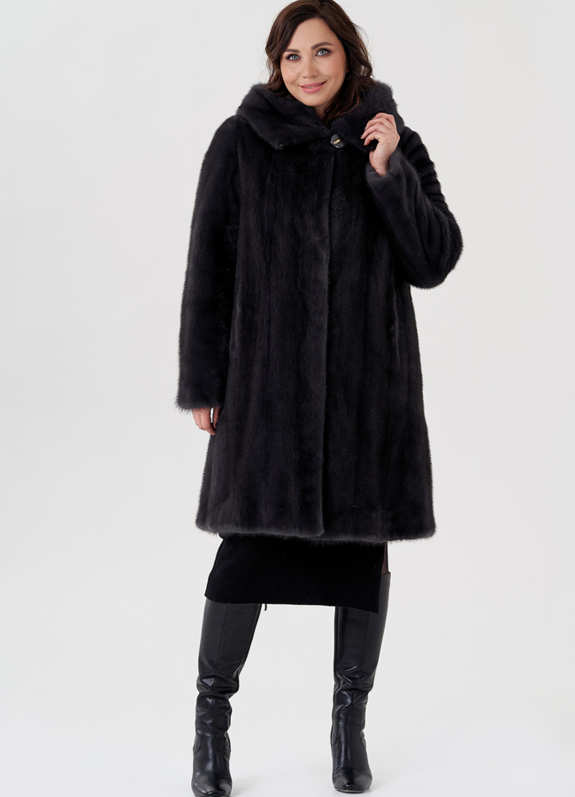 Шуба норка модель № 26125 меха малина