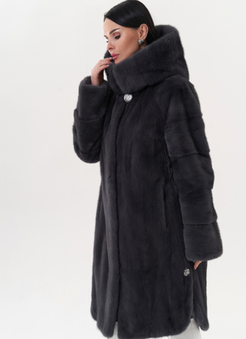 Шуба из норки в цвете графит