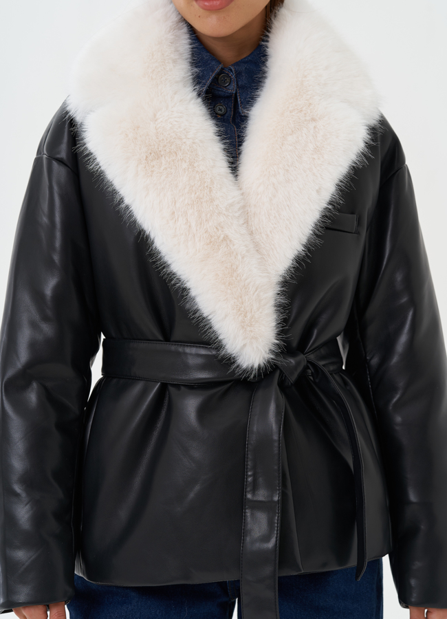 Утепленная куртка с эко мехом модель № 27988 универмаг малина