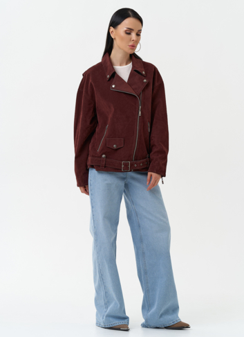 Куртка косуха из эко замши бордового цвета