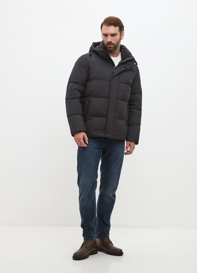 фото Мужской черный пуховик больших размеров модель № 30233