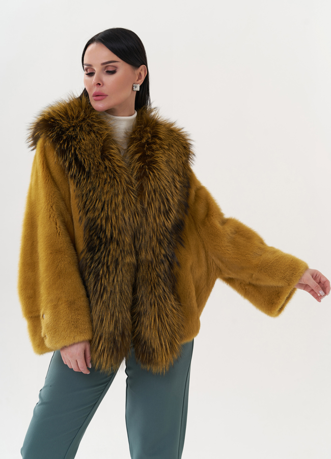 Норковая шуба укороченная модель № 24739 универмаг малина