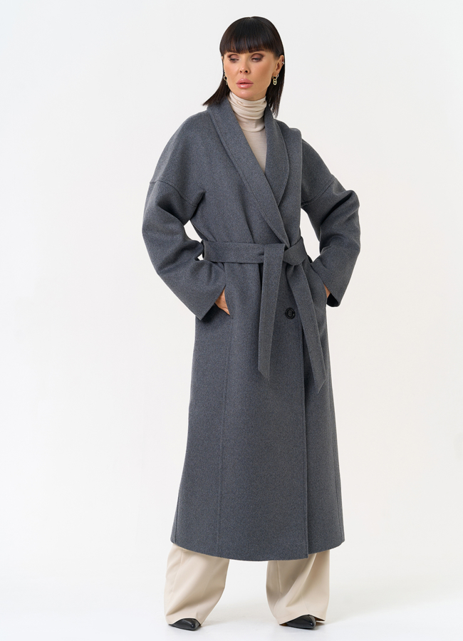 Женское пальто с воротником шаль модель № 31689 универмаг малина