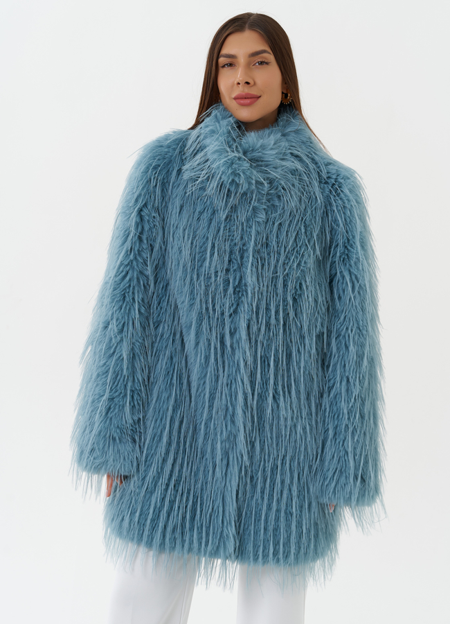 Женская шуба под эко страуса модель № 27808 универмаг малина