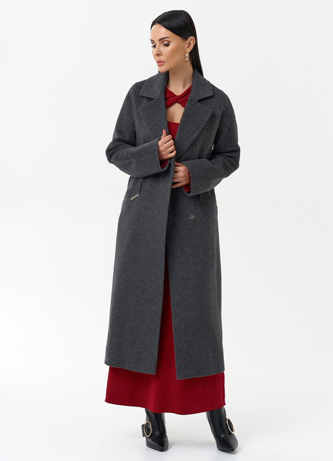 Длинное женское пальто с английским воротником модель № 29896 универмаг малина