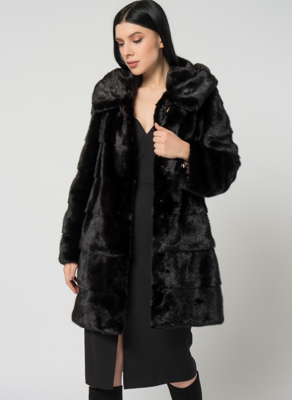 Норковая шуба с капюшоном