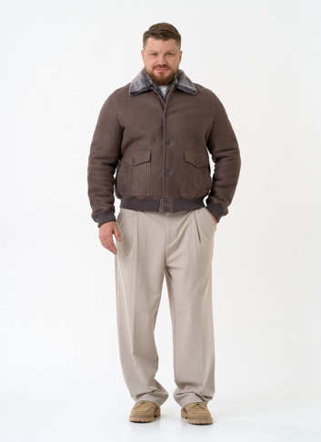 Мужская натуральная дубленка бомбер