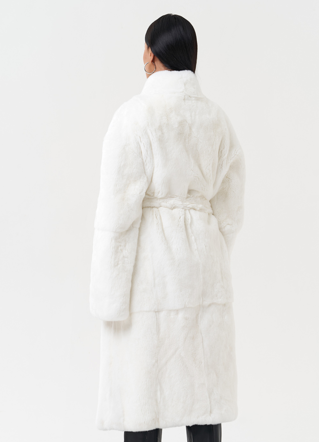 Длинная шуба из меха кролика модель № 0130 в кредит