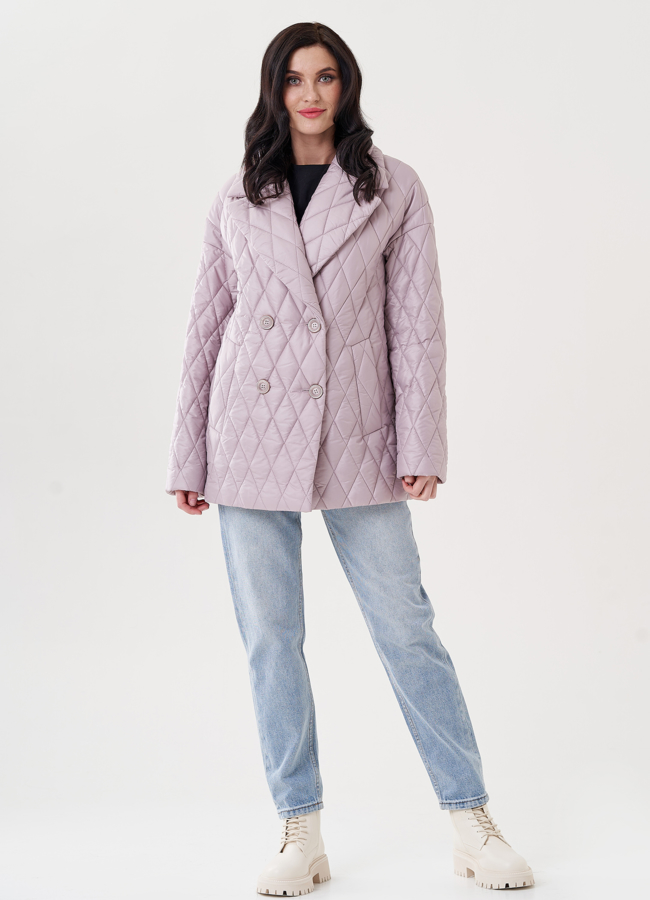 Женское полупальто с английским воротником  модель № 22544 меха малина