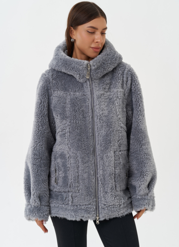 Женская двухсторонняя дубленка из эко кожи