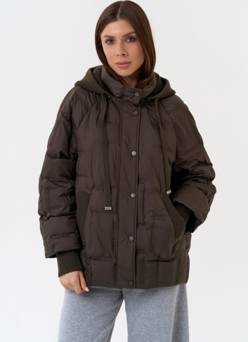 Женская куртка с трикотажным капюшоном Женская куртка с трикотажным капюшоном