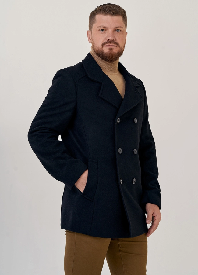 Мужское двубортное пальто  модель № 23217 универмаг малина