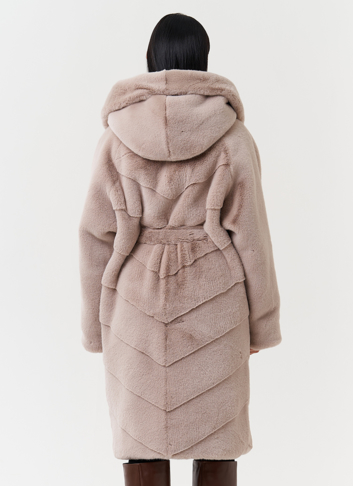 Шуба из эко меха с капюшоном