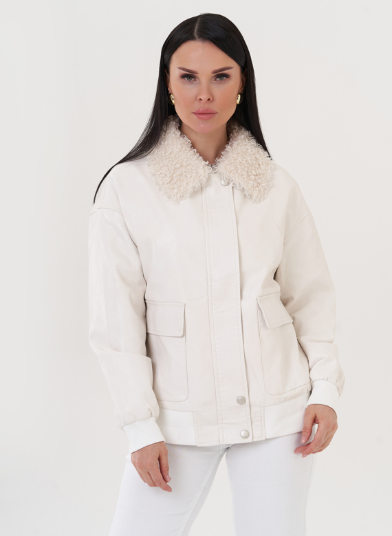 Куртка "бомбер" с эко мехом