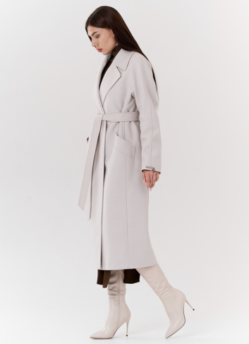 Удлиненное женское пальто в цвете жемчуг