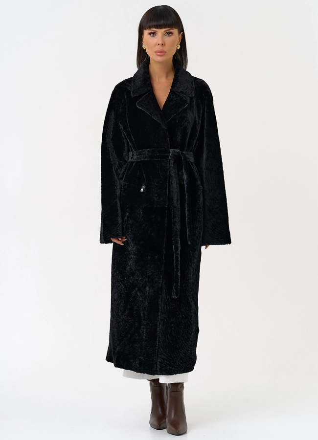 фото Женская двухсторонняя дубленка с английским воротником модель № 31625
