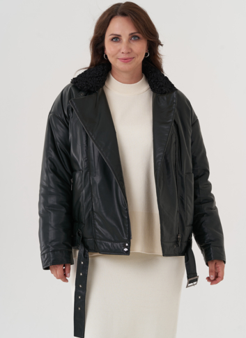 Косуха утепленная из экокожи с отделкой из экомеха