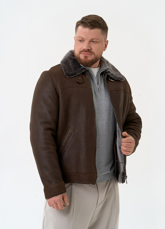 Мужская натуральная дубленка модель № 31858 универмаг малина