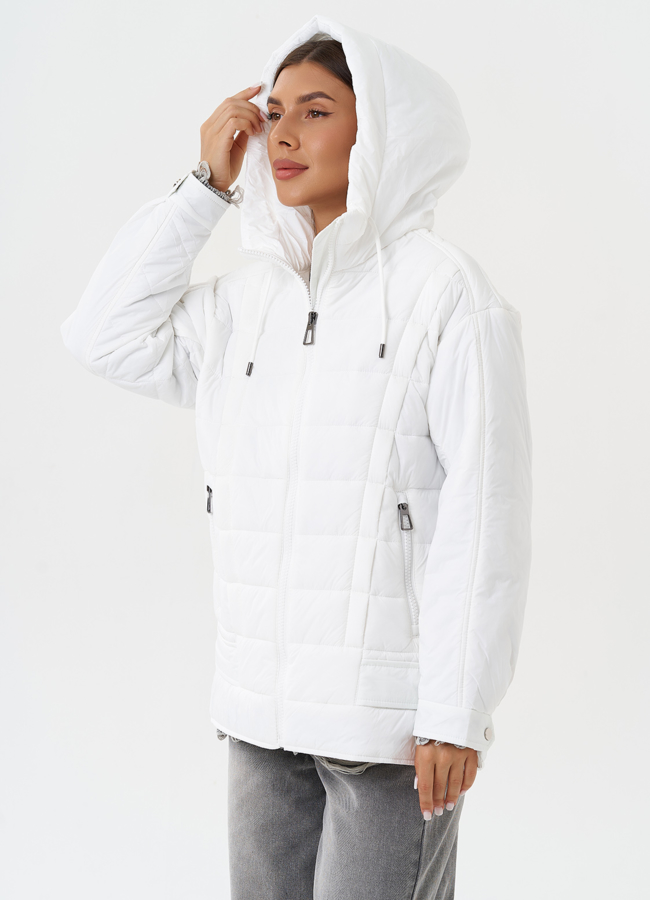 Светлая куртка с капюшоном модель № 28281 универмаг малина