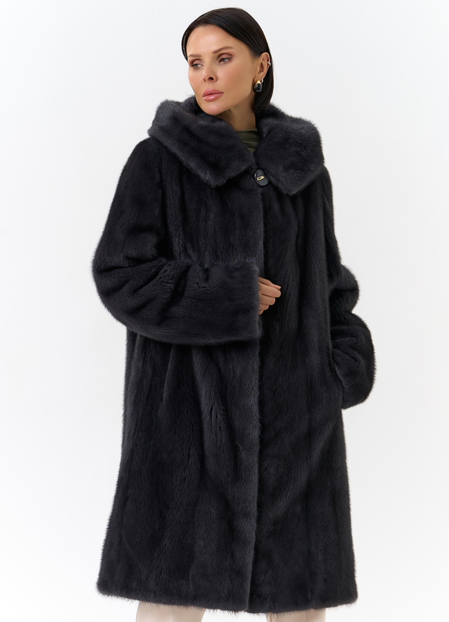 Шуба норка модель № 26125 меха малина