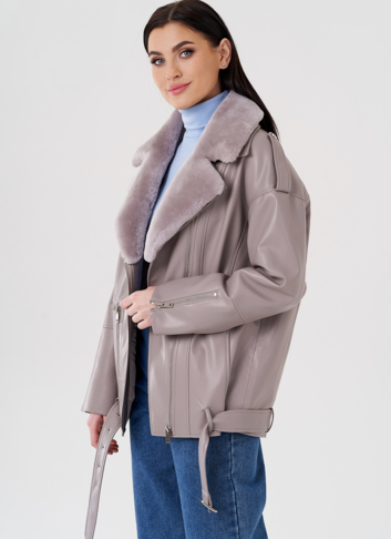 Куртка из эко кожи на утеплителе с натуральным мехом