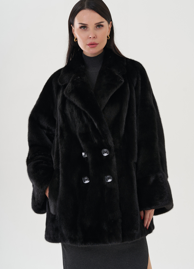 Короткая шуба из меха saga модель № 24963 универмаг малина