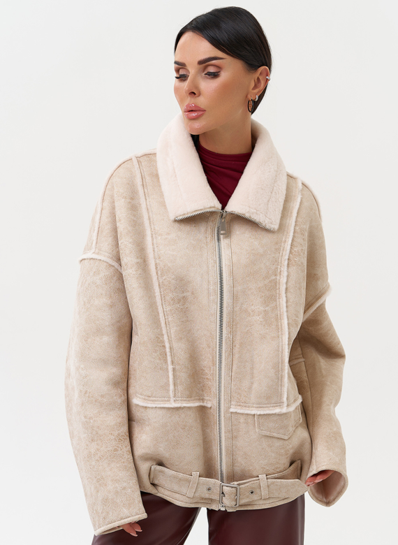 Женская дубленка из эко замши