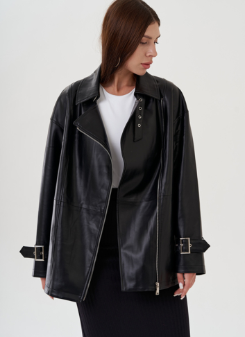 Куртка женская из эко кожи с поясом