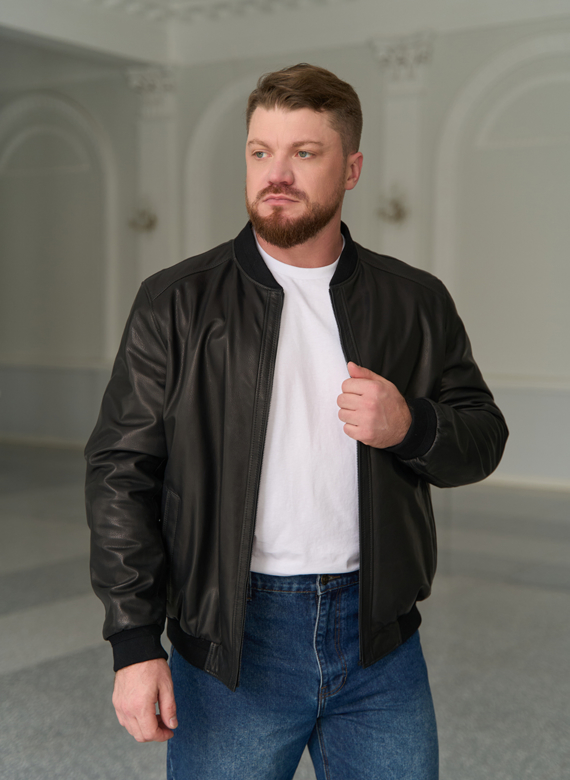 Мужская куртка бомбер из натуральной кожи