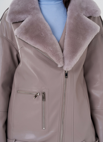 Куртка из эко кожи на утеплителе с натуральным мехом