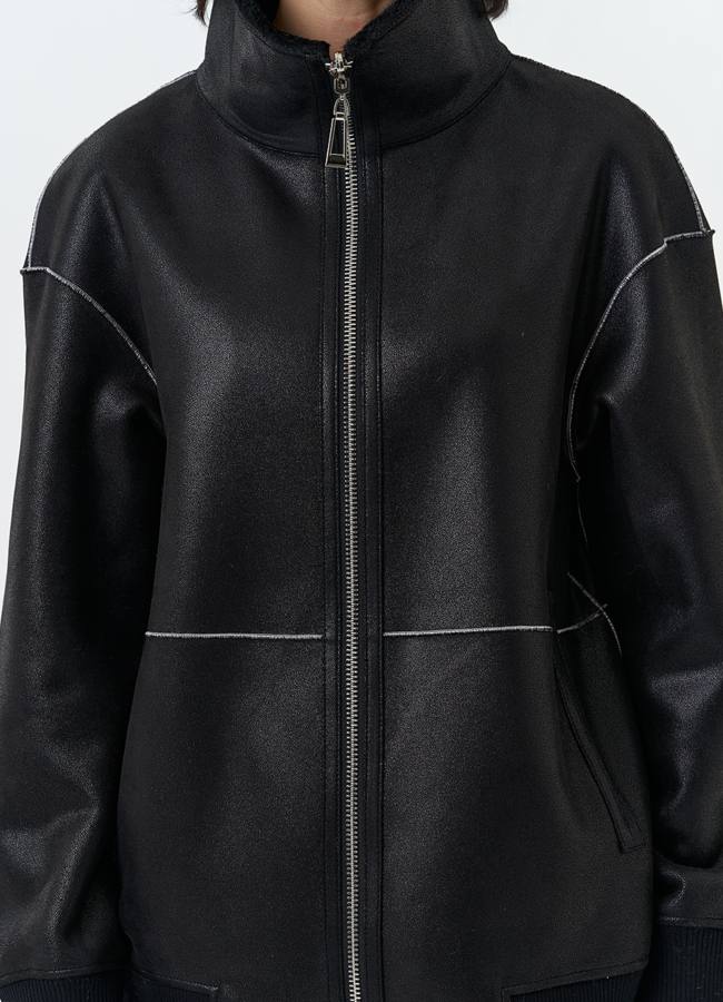 Женский бомбер из эко замши черного цвета модель № 32584 универмаг малина