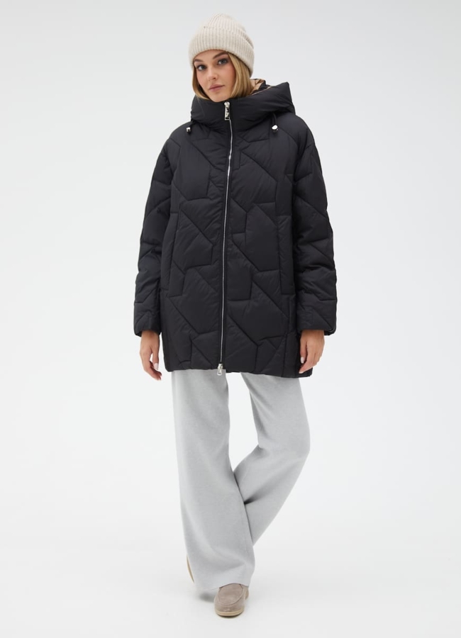 Женский удлиненный пуховик  капюшоном модель № 31151 в рассрочку