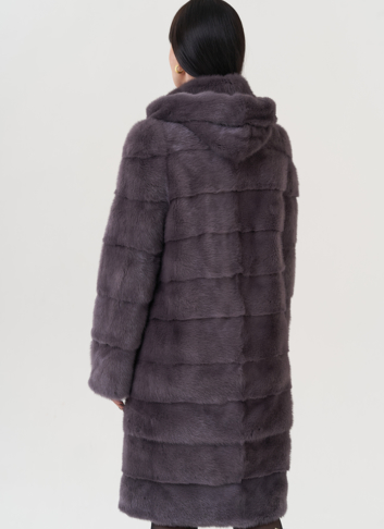 Шуба из норки с капюшоном 