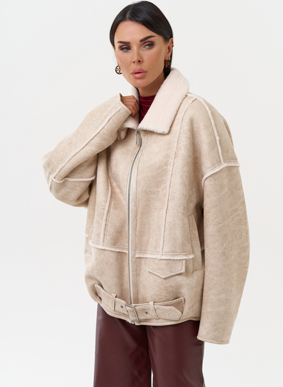 Женская дубленка из эко замши