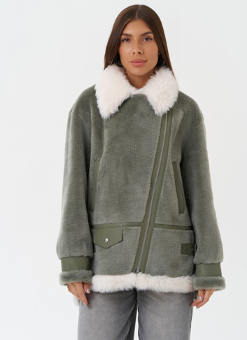 Эко дубленка с английским воротником