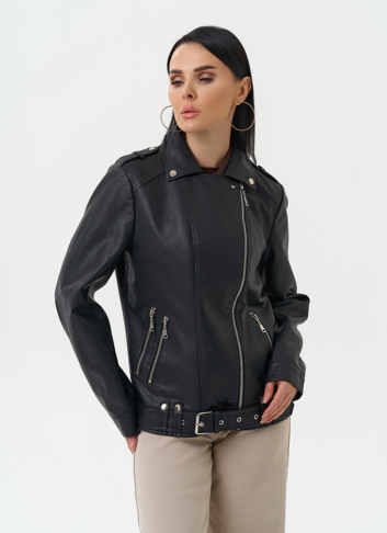 Куртка косуха из эко кожи черного цвета