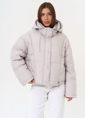 Женский короткий пуховик с капюшоном