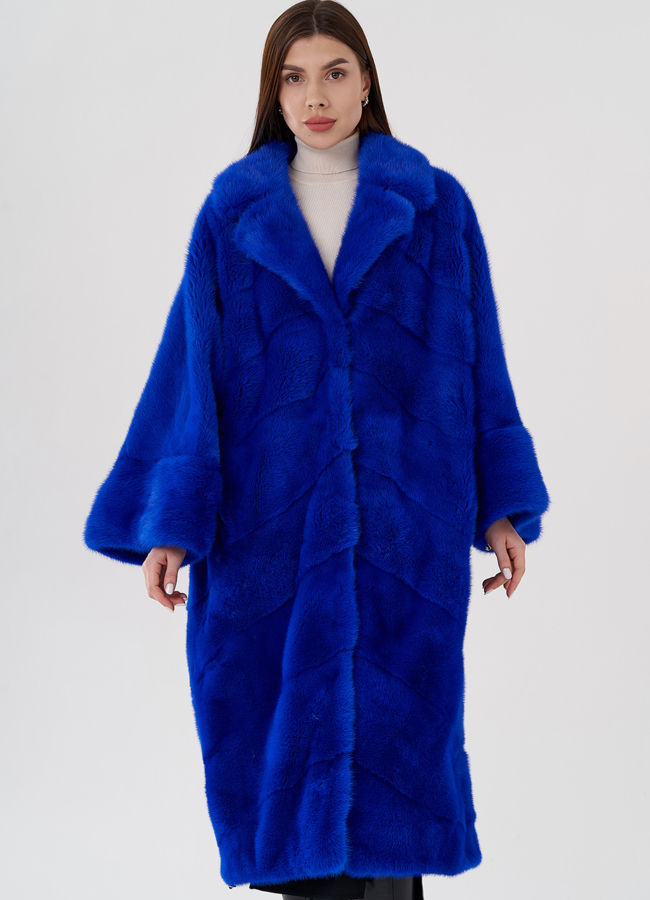 Норковая шуба с английским воротником  модель № 24224 меха малина