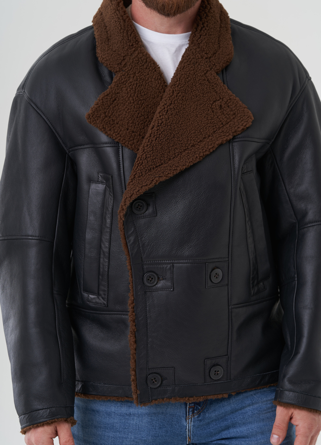 Мужская дубленка  модель № 82154 универмаг малина