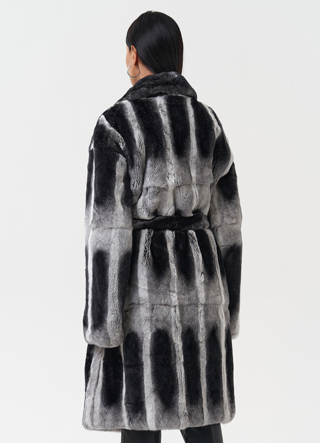 Шуба из меха кролика с английским воротником модель № 28134 в кредит