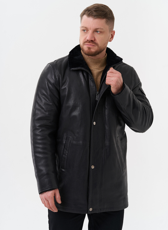 Мужская дубленка черного цвета 