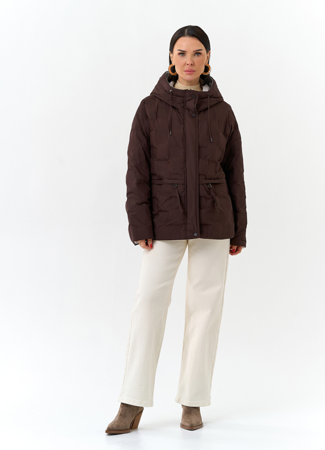 Женская двухсторонняя куртка с капюшоном модель № 32723 универмаг малина