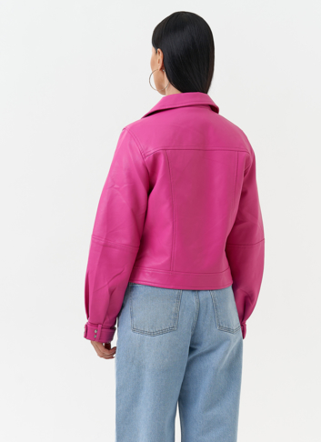 Куртка косуха из эко кожи розового цвета