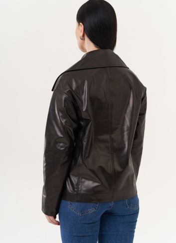 Кожаная куртка "косуха" с английским воротником