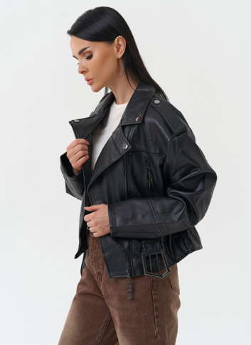 Куртка косуха из эко кожи черного цвета